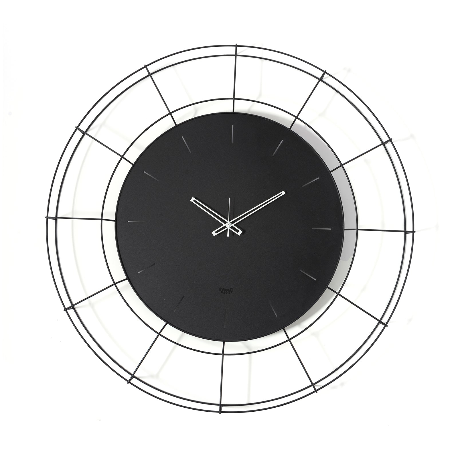 Orologio Da Parete Arti & Mestieri Nudo Piccolo - Ferro Nero Goffrato, Diametro 59 Cm - Design Italiano Minimal