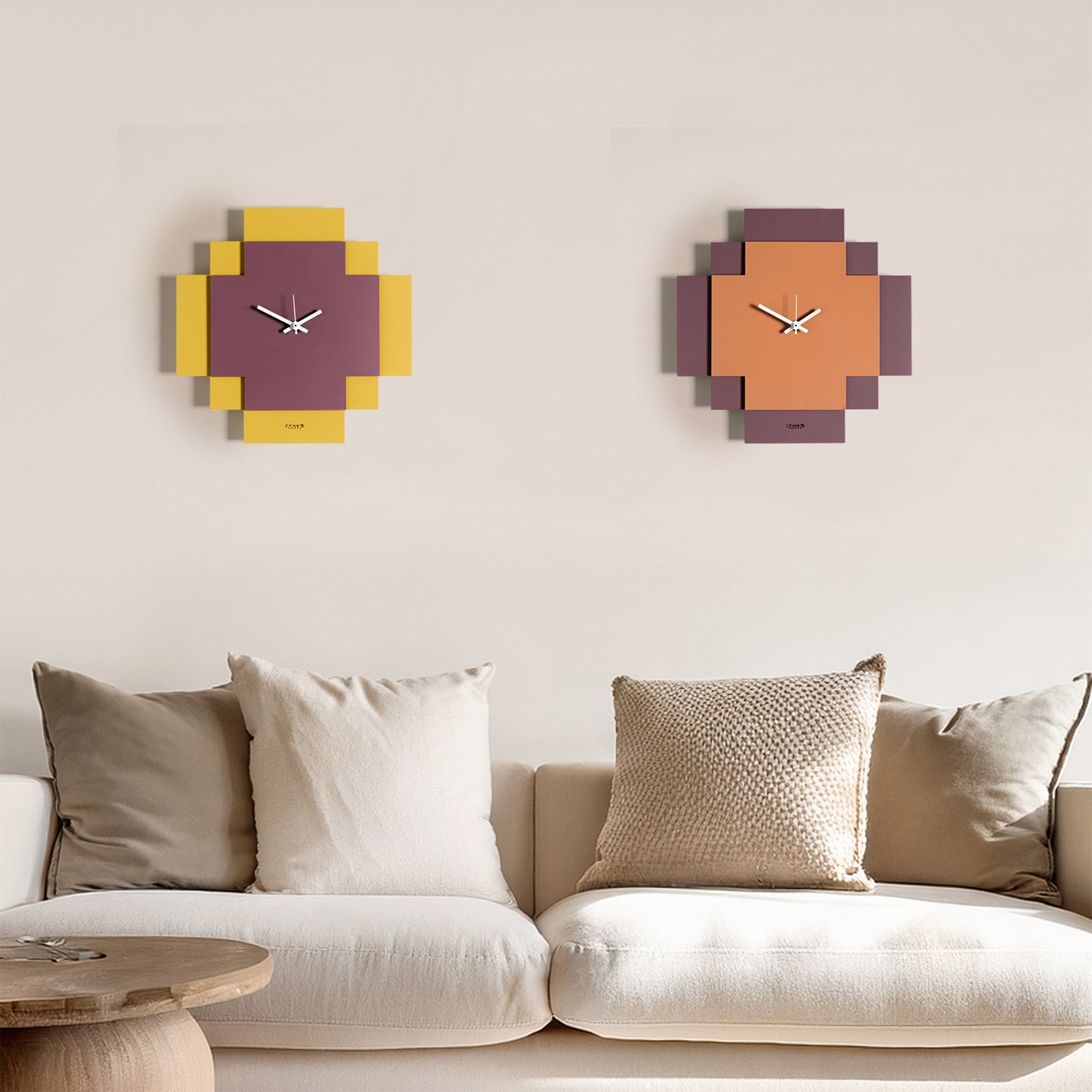 Tetris geometric design clock