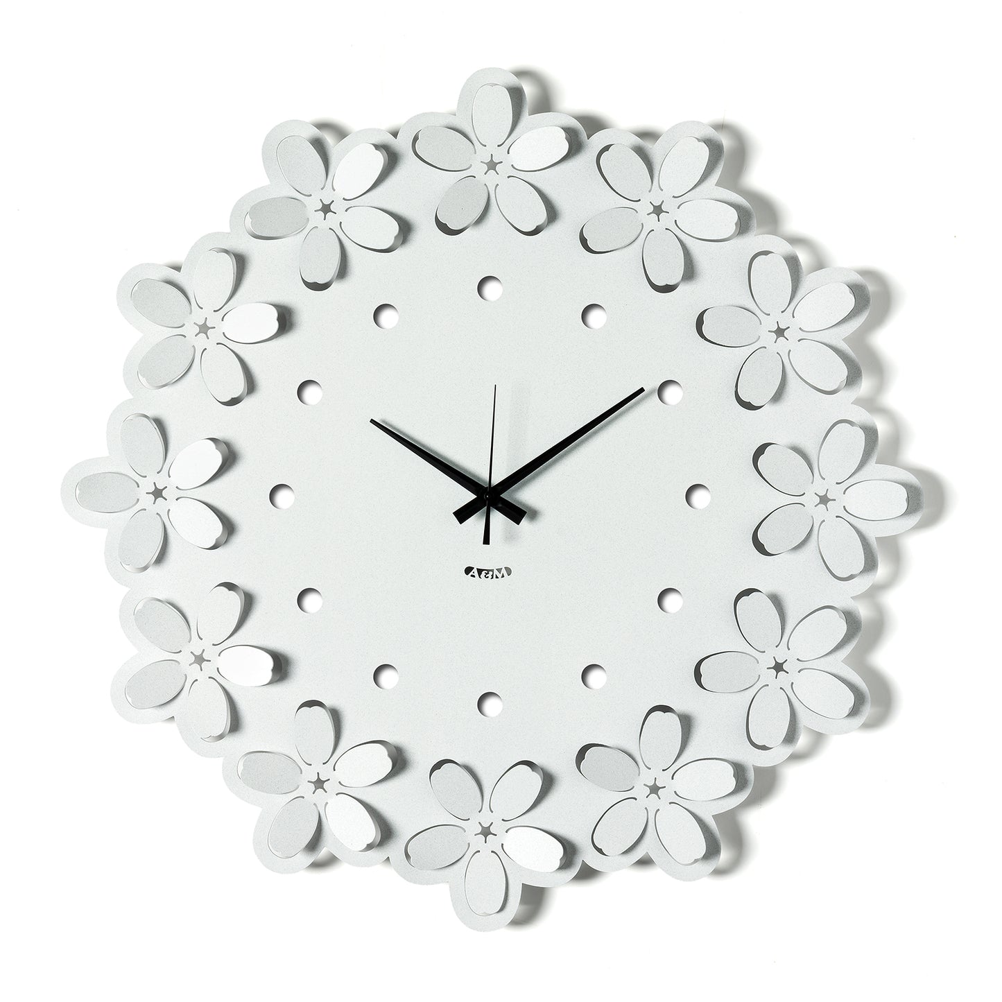Vista frontale Orologio Ume color bianco marmo