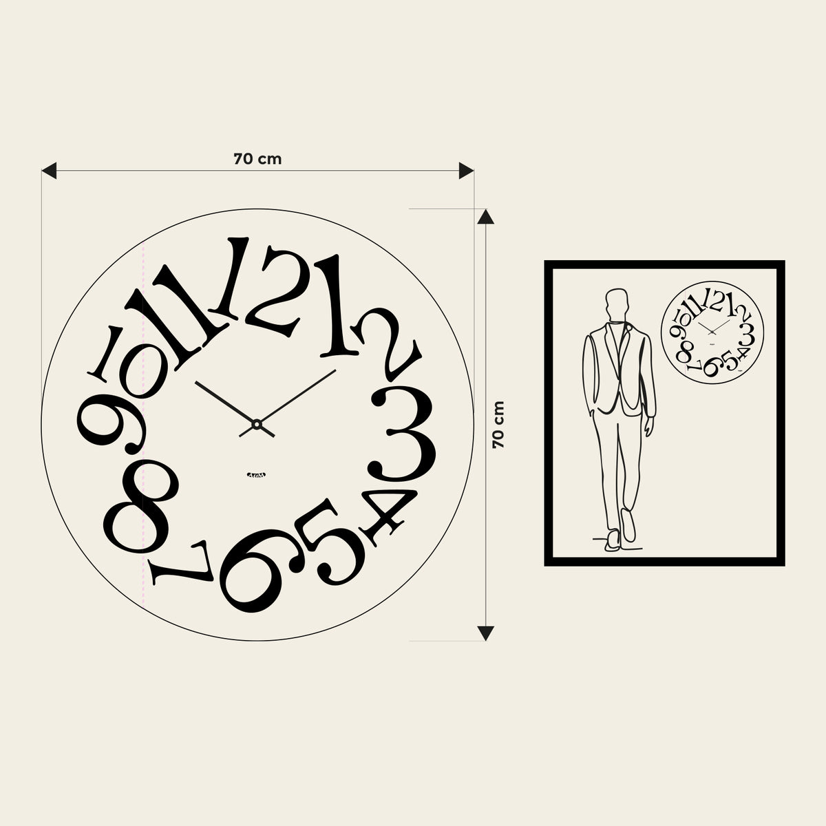 Dimensioni Orologio Piega. Disegno quotato. Scheda tecnica.