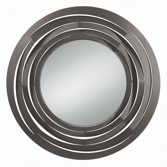 Specchio da parete Origami circolare fango con cornice geometrica - vista frontale