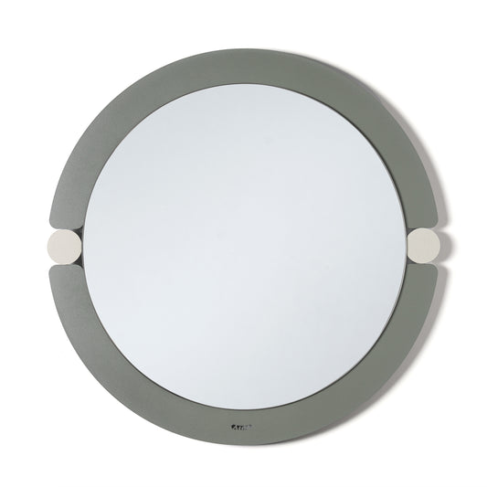 Specchio da parete di design moderno Alchimia tondo di colore giada/avorio