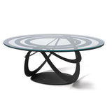 Oval iron and glass coffee table Optical