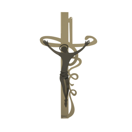 Small Iron sacred art wall crucifix Ricciolo