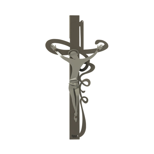 Small Iron sacred art wall crucifix Ricciolo