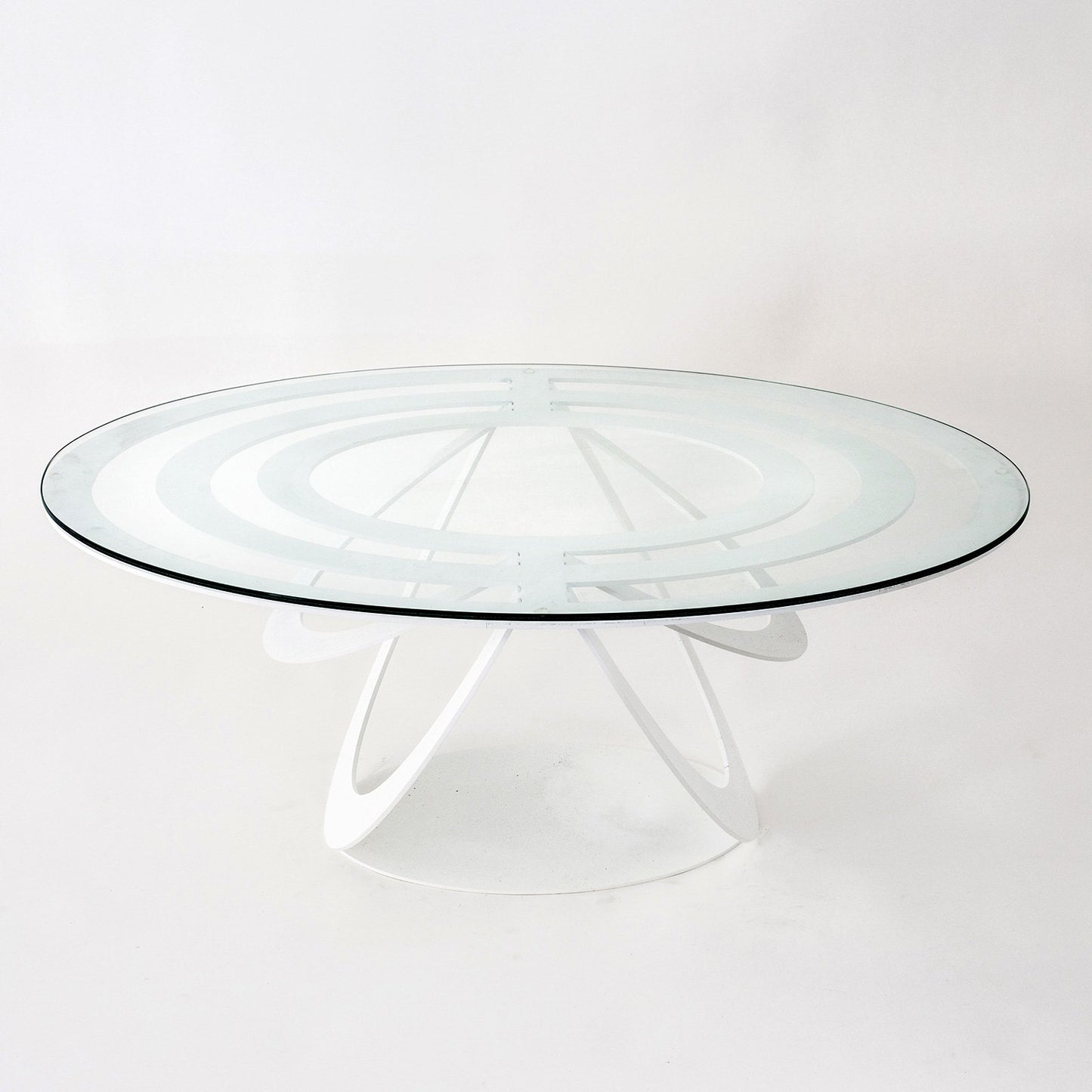Oval iron and glass coffee table Optical