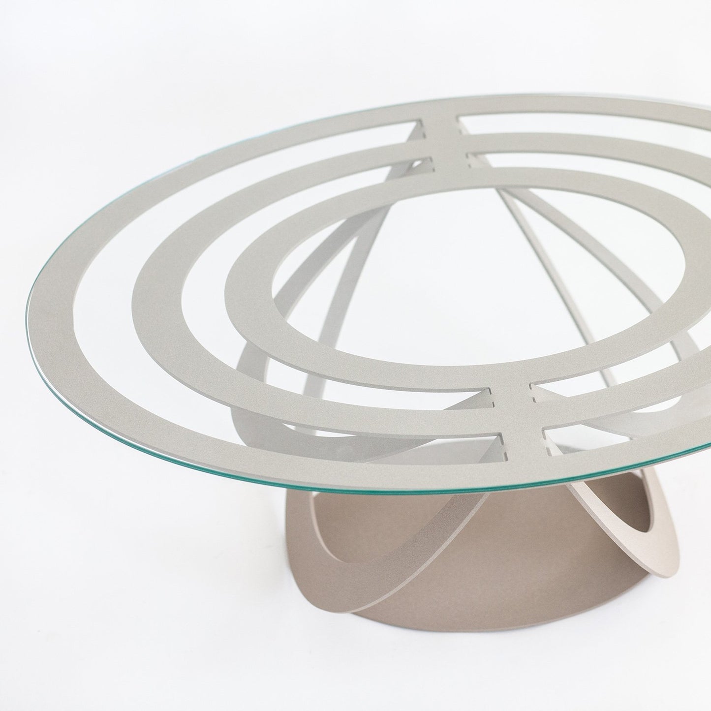 Oval iron and glass coffee table Optical