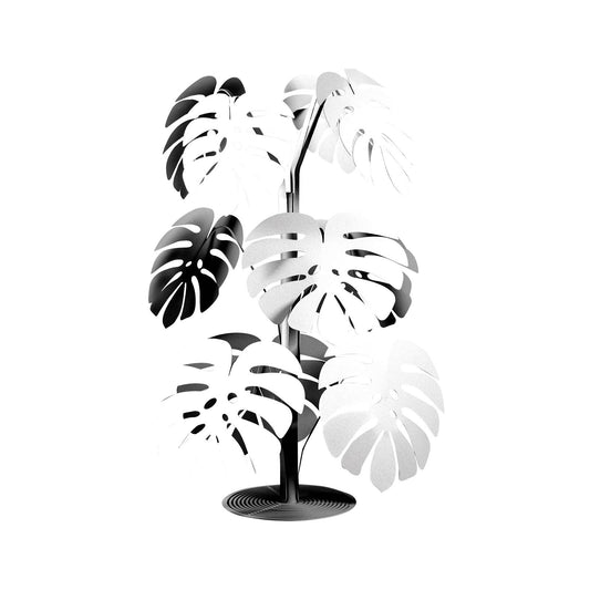 Modern iron sculpture in the shape of a small Monstera
