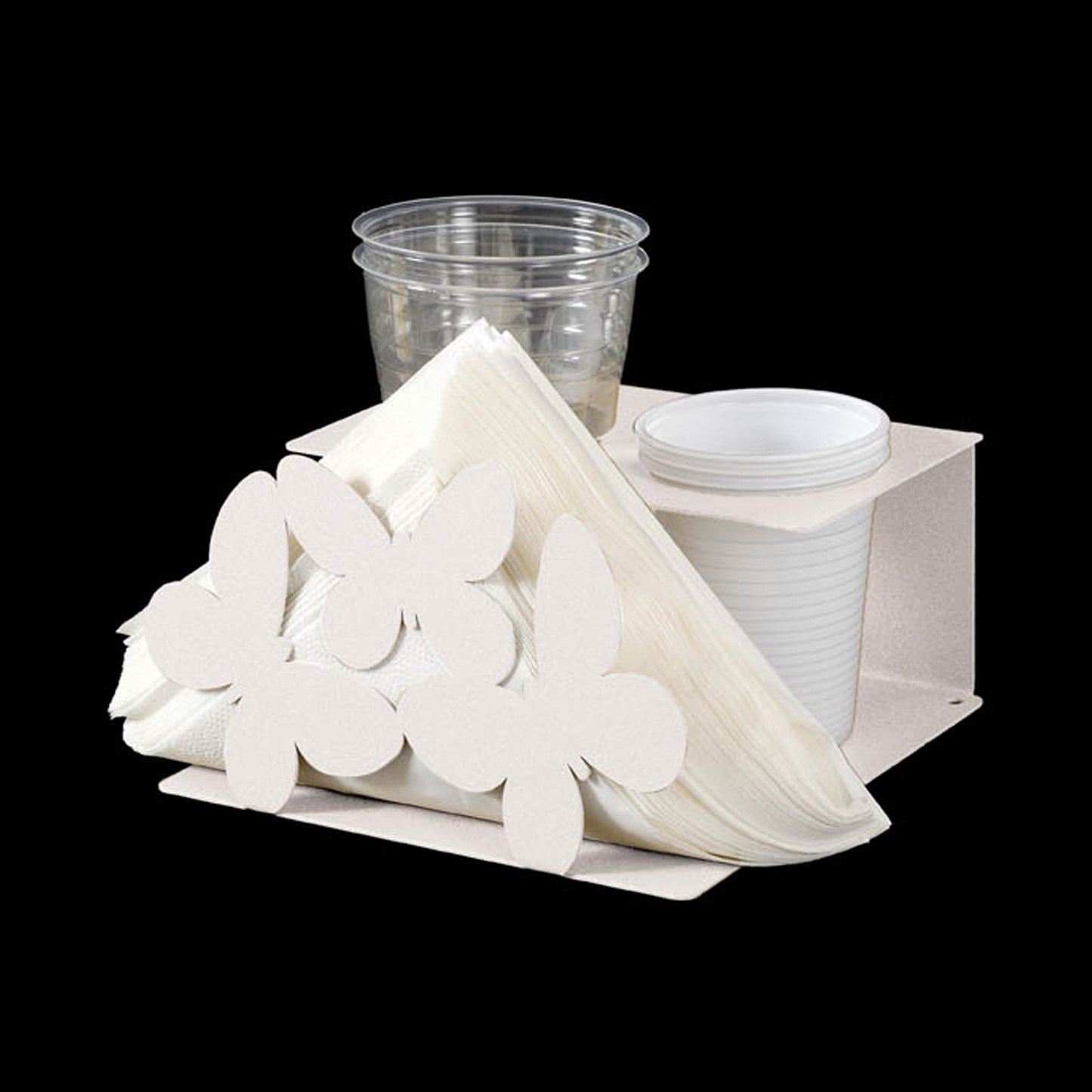 Glass and napkin holder set Farfalle