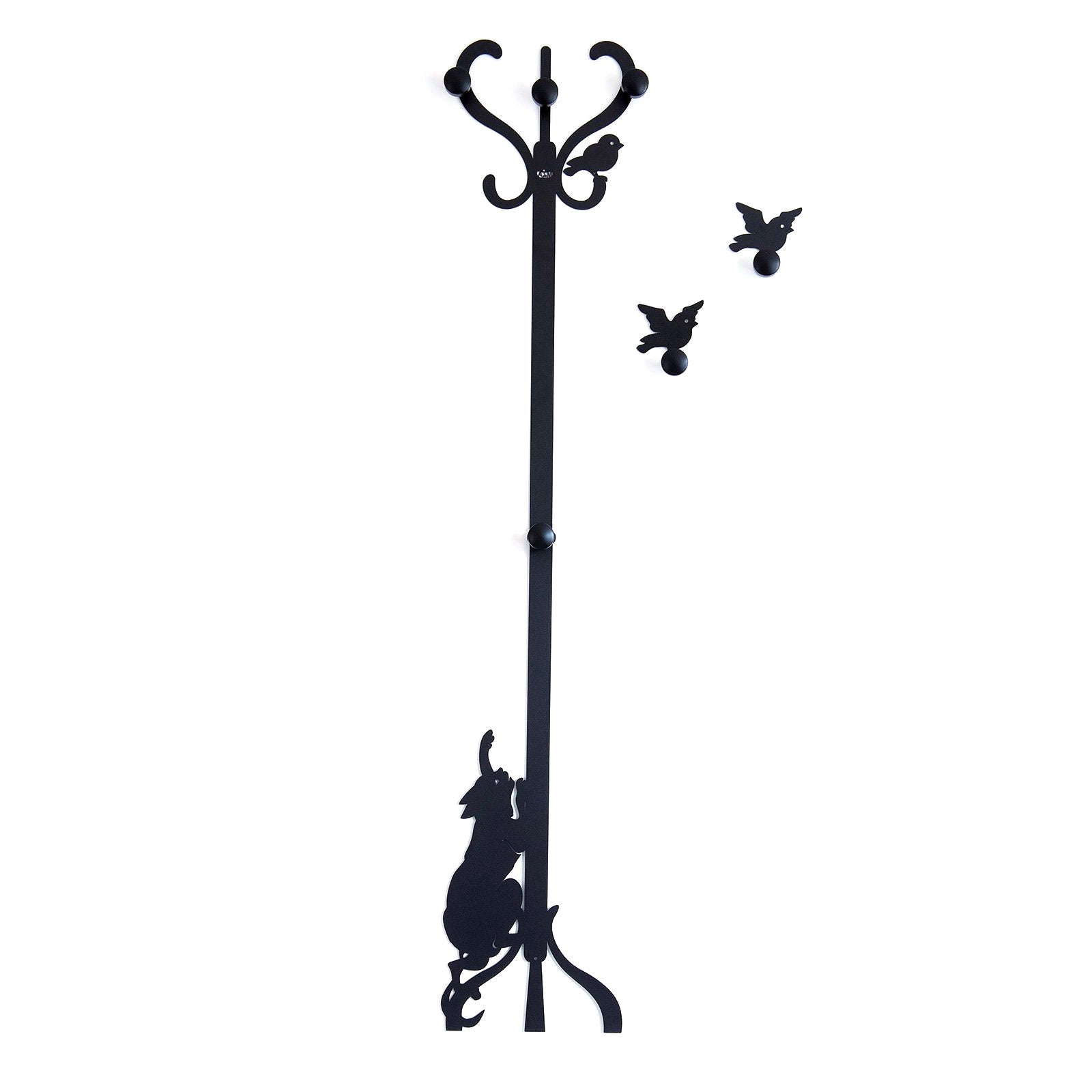 Handcrafted wrought-iron coat rack Romeo and the Birds