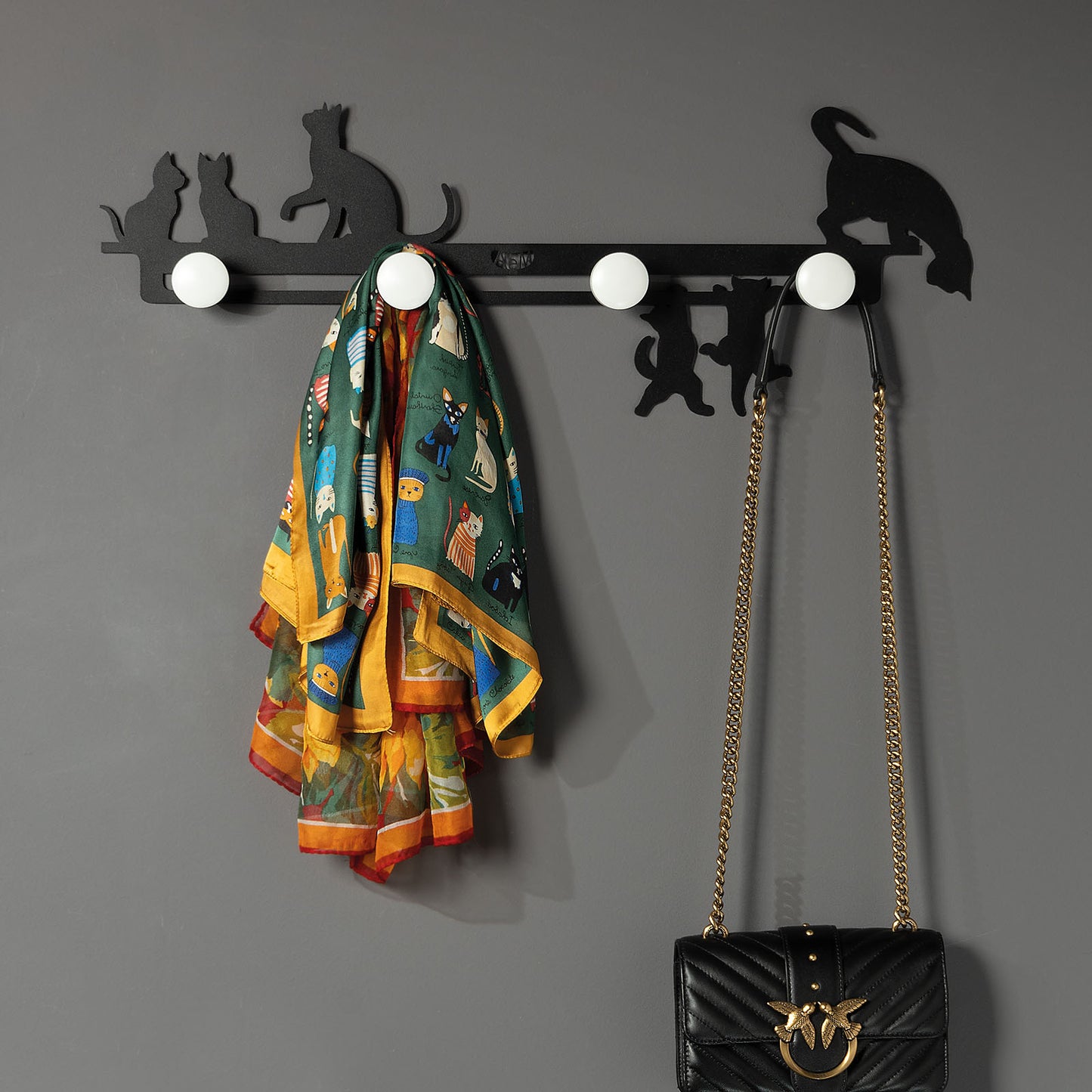 Cattitude large iron wall-mounted coat rack