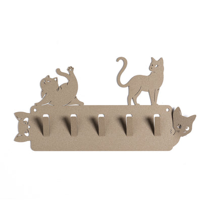 Porta chiavi con gatti, Silvestro & Matisse, color beige