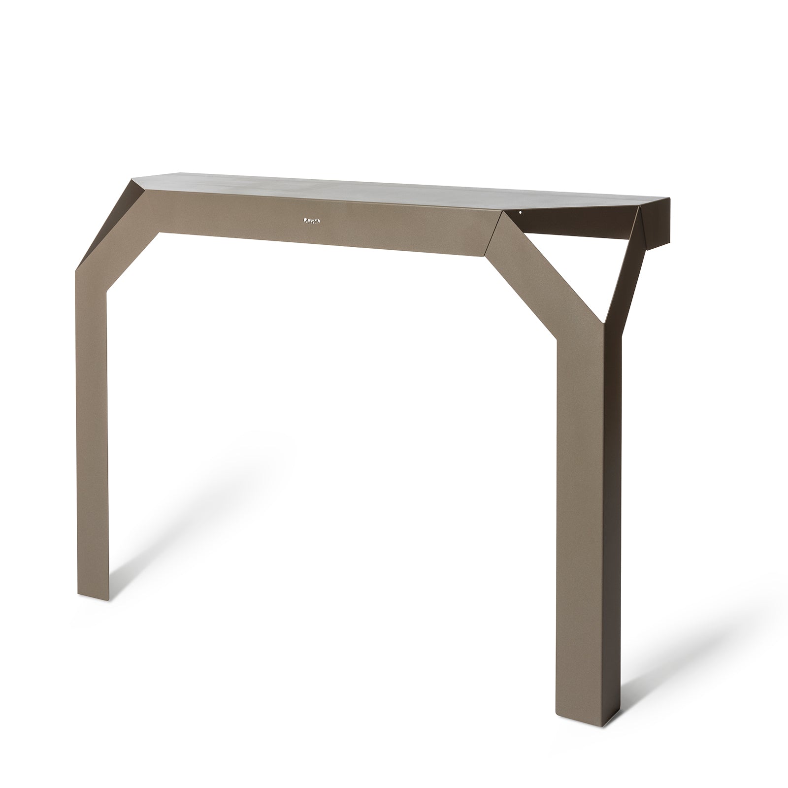 Vista laterale della consolle Uncorner beige di Arti&Mestieri.