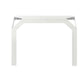 Vistale frontale della consolle per l'ingresso Uncorner di Arti&Mestieri. Due gambe, da fissare al muro. Colore bianco marmo.