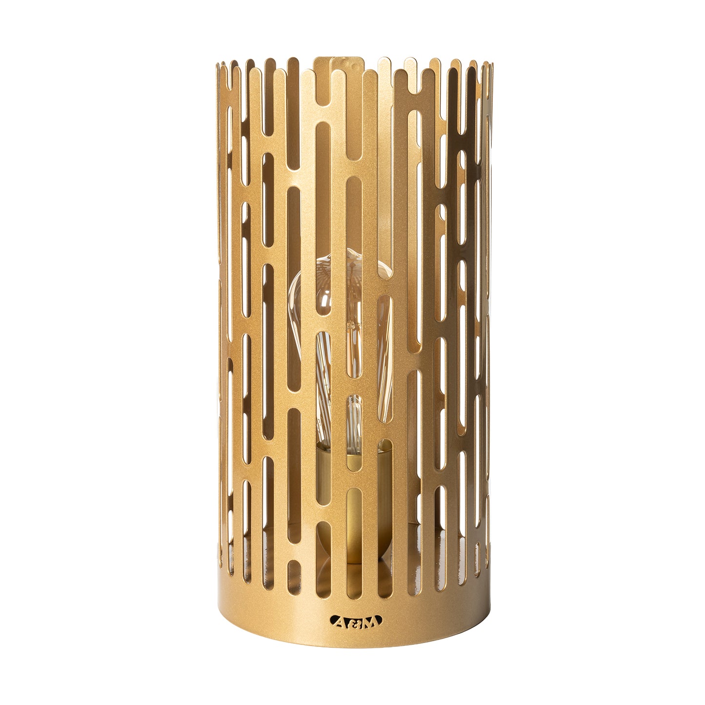 Vista frontale lampada oro da tavolo Kamalea di Arti&Mestieri