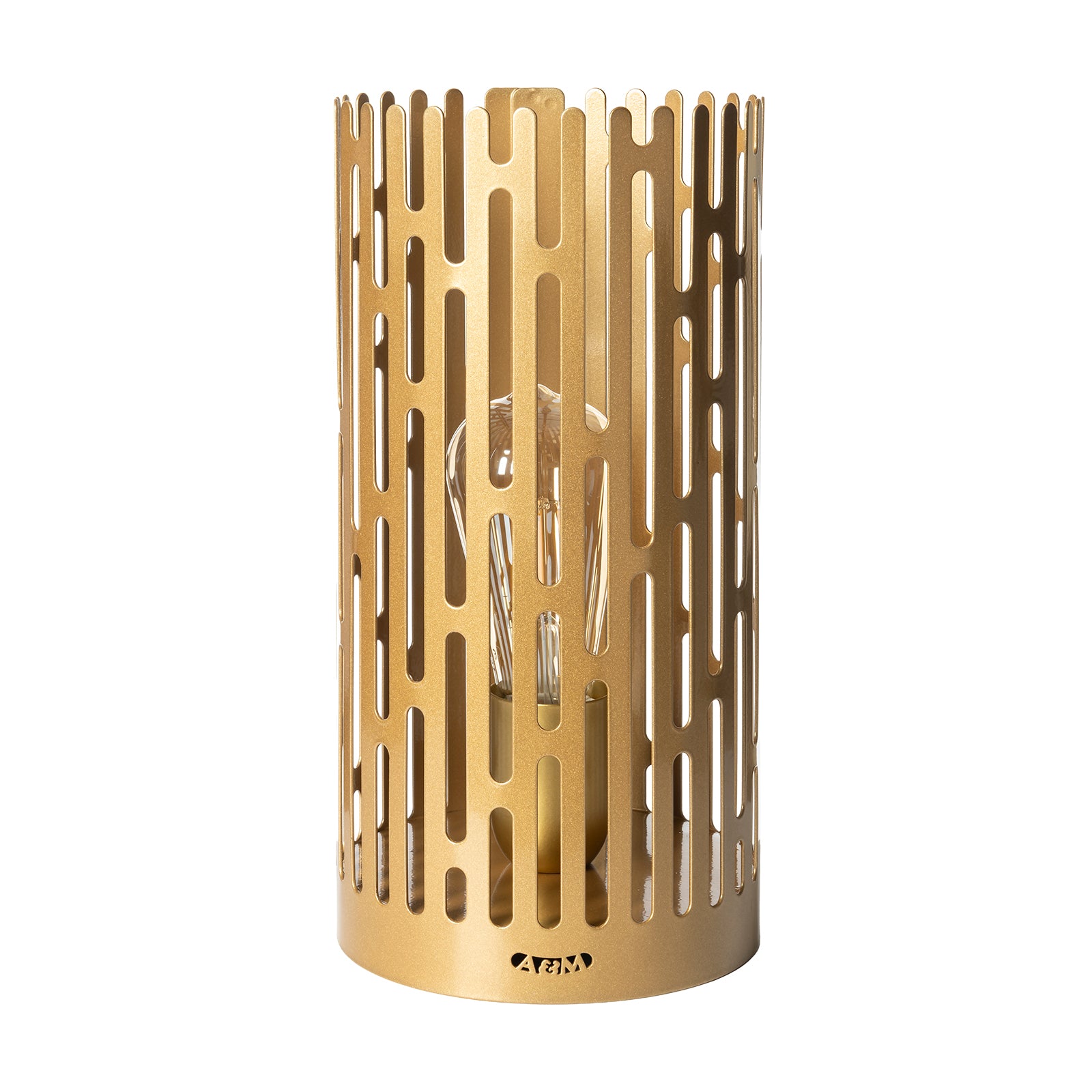 Vista frontale lampada oro da tavolo Kamalea di Arti&Mestieri