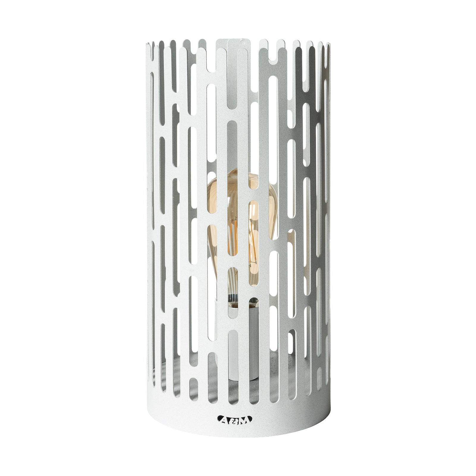 Vista frontale lampada bianco marmo da tavolo Kamalea di Arti&Mestieri