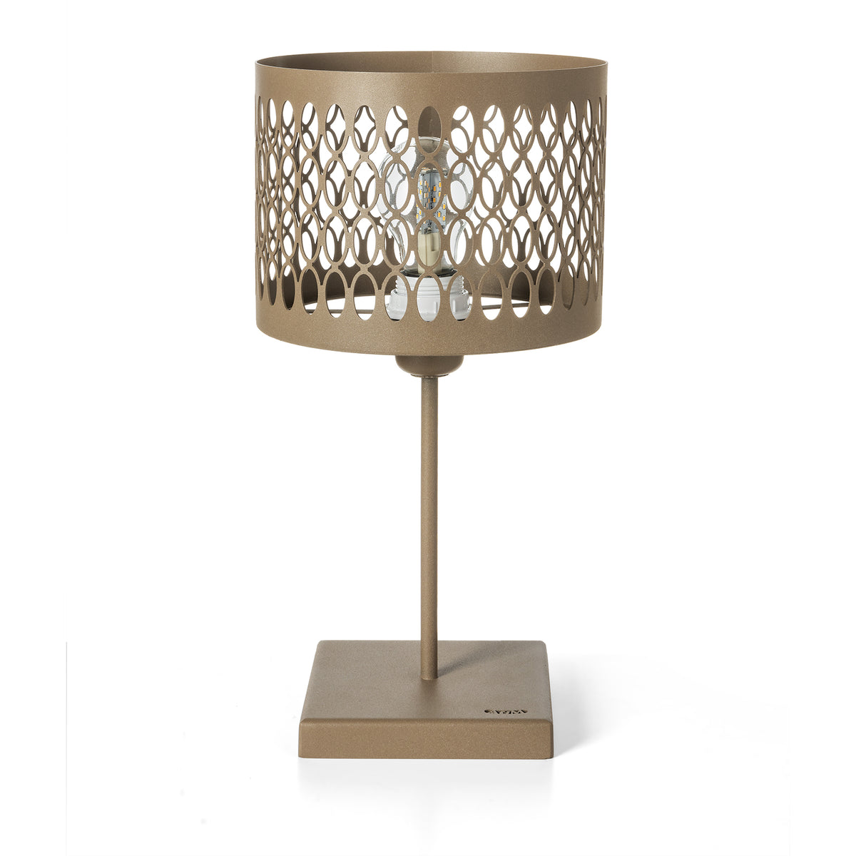 Vista frontale della lampada da tavolo Luxury Rings finitura beige di Arti&Mestieri.