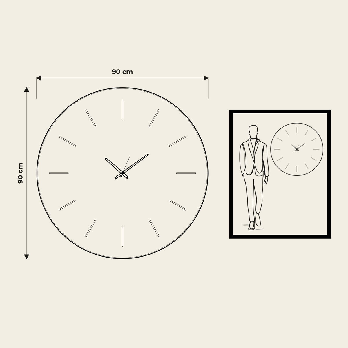 Orologio Giotto 90 Disegno quotato. Proporzioni dell'orologio