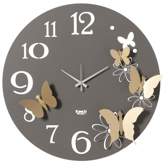 Wall clock detail Butterfly Flowers large