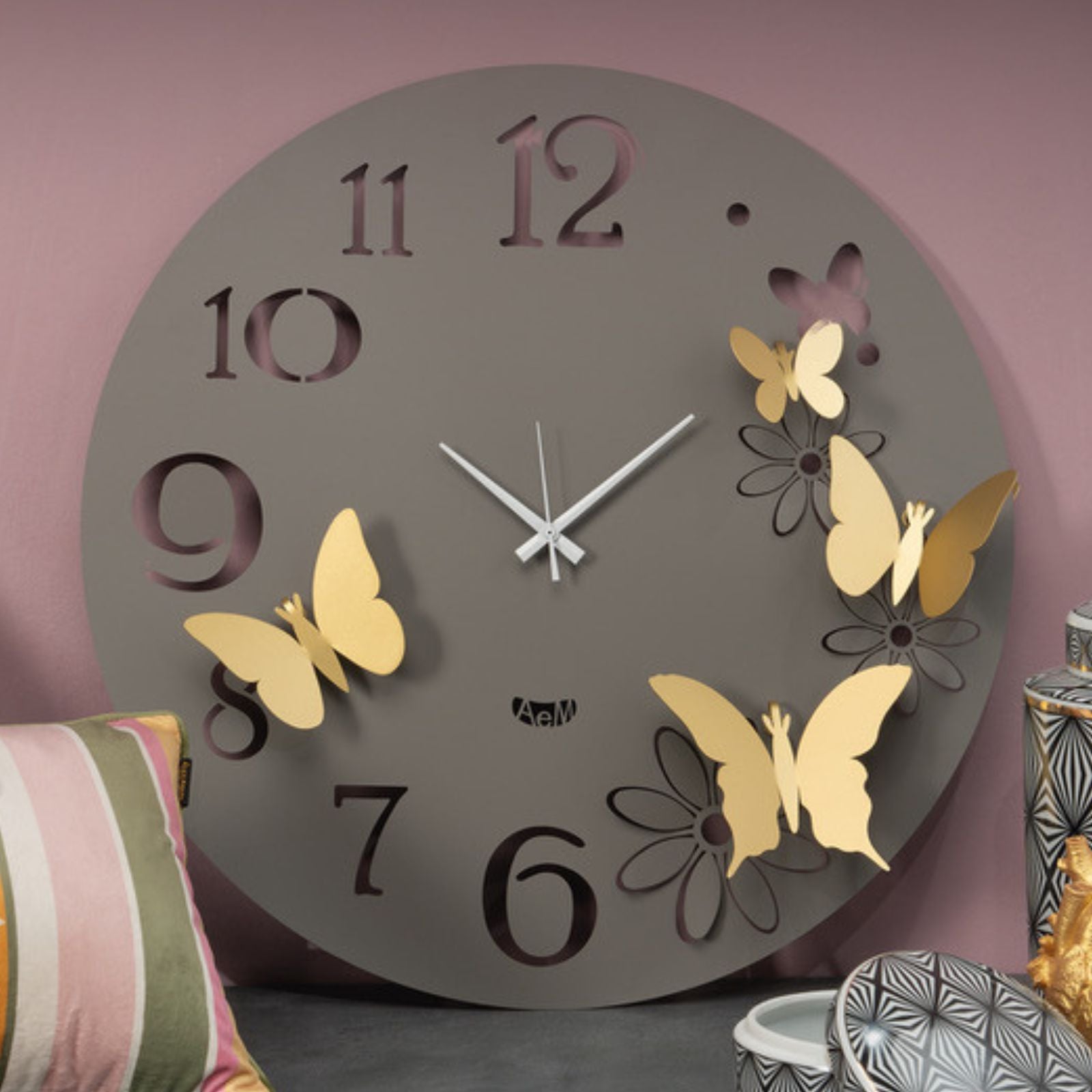 Wall clock detail Butterfly Flowers large Arti e Mestieri