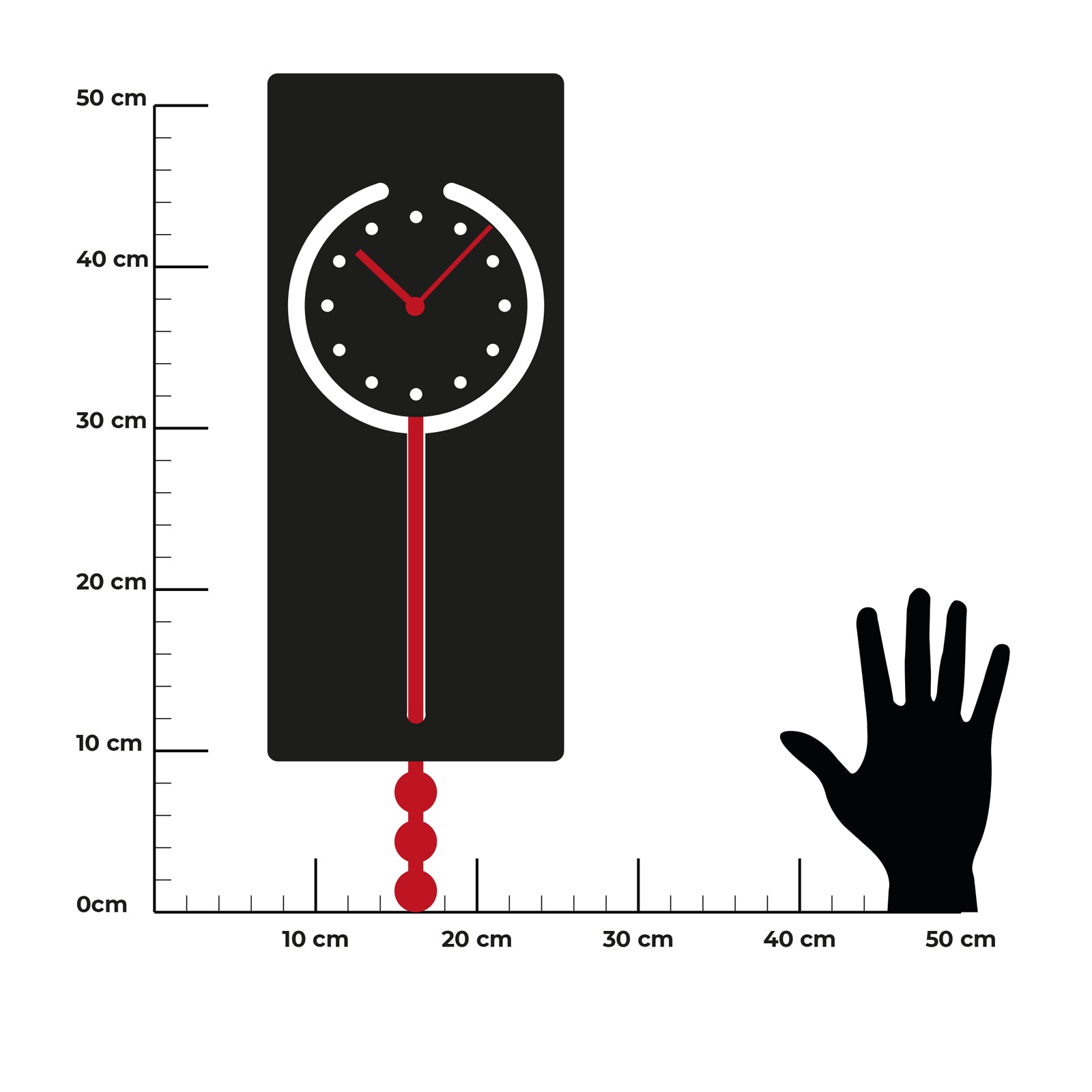 Orologio a pendolo Omega nero/rosso diemnsioni