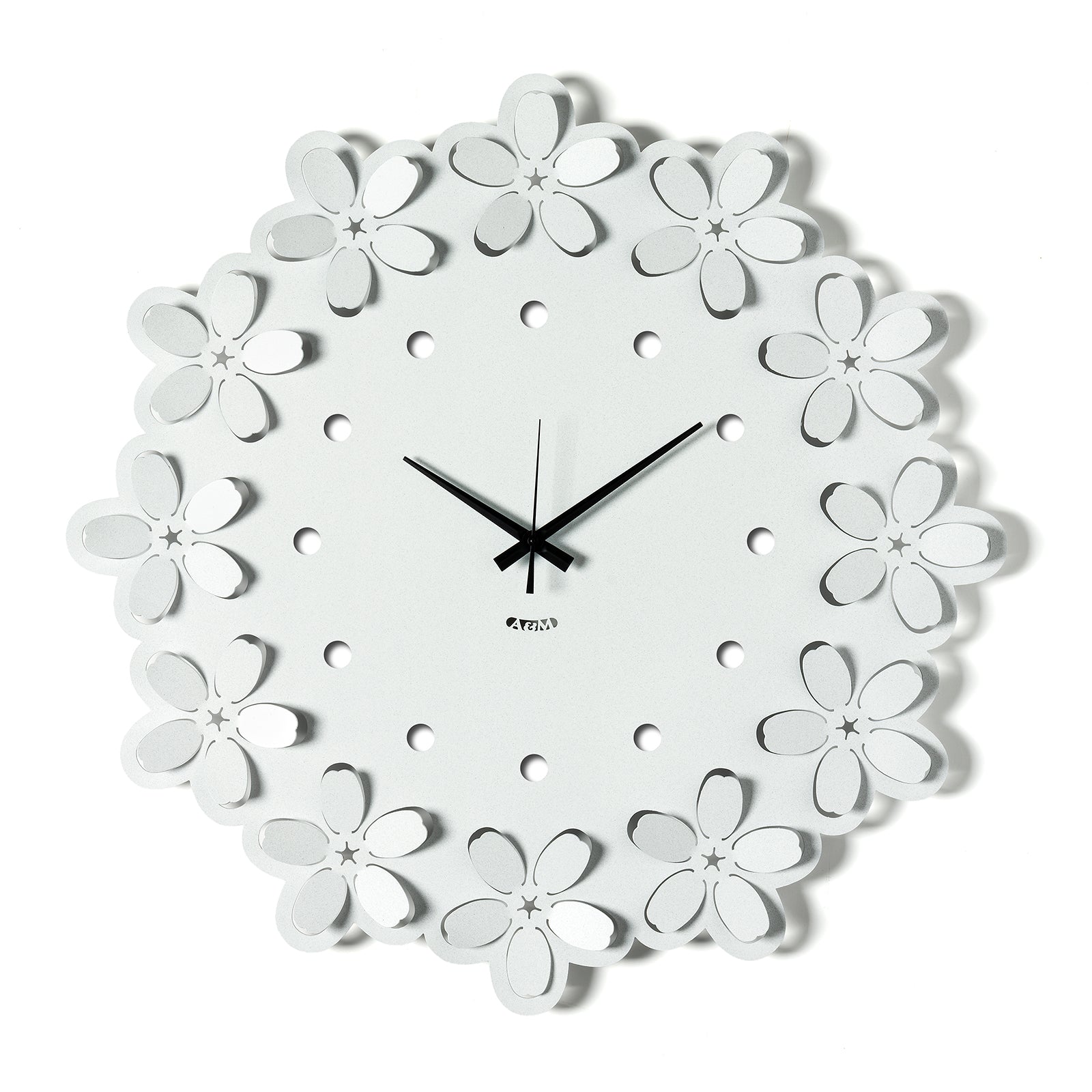 Vista frontale Orologio Ume color bianco marmo