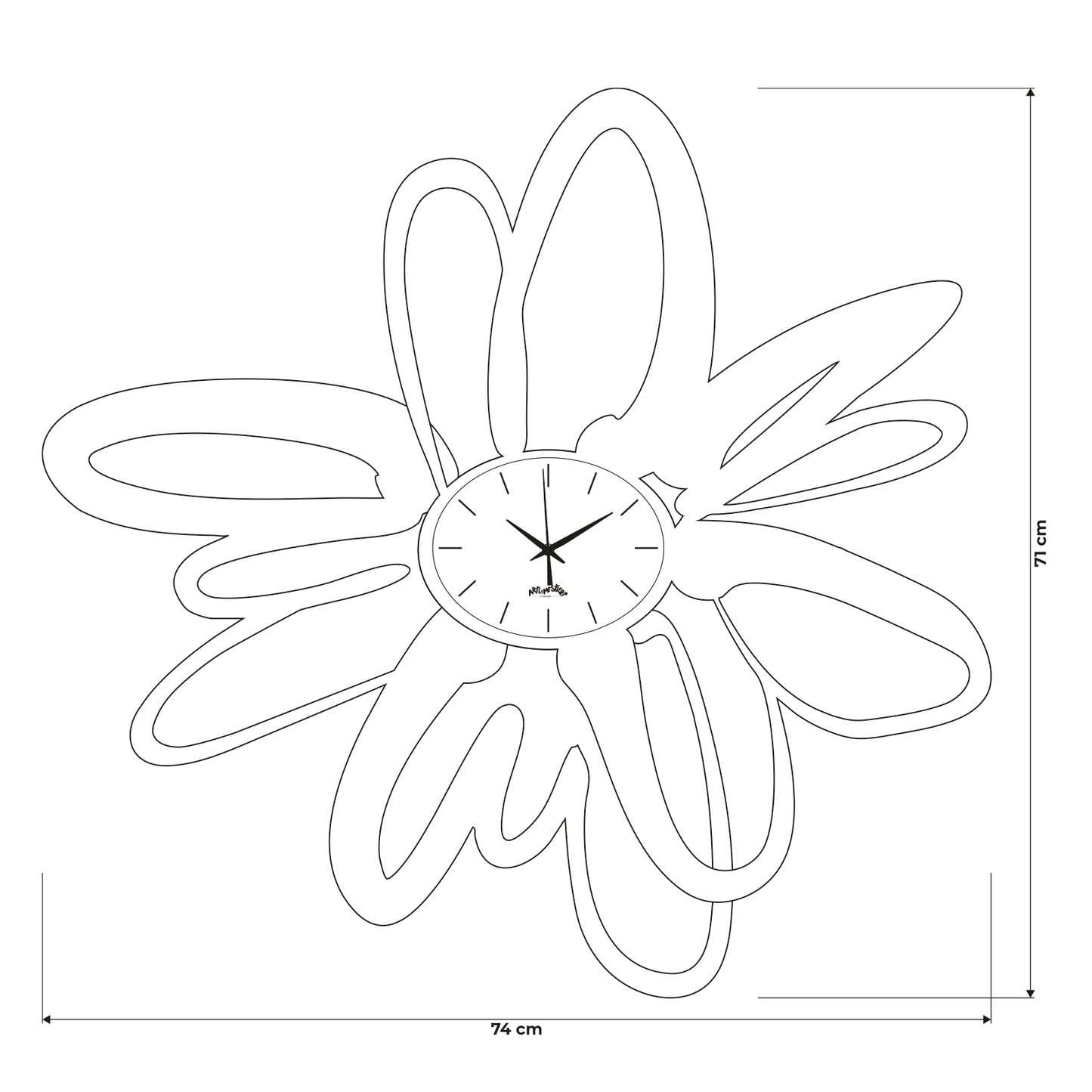 Schema grafico per le dimensioni dell'orologio Dali : 49 x 70 cm