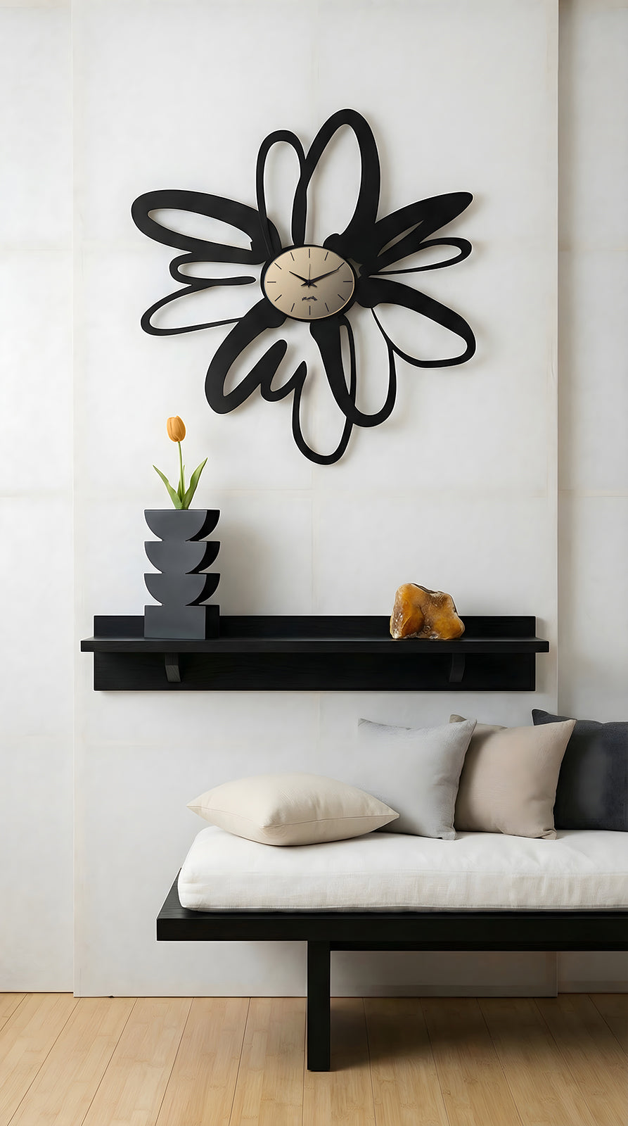 Orologio da parete Shodo Arti&Mestieri in ambiente minimal di ispirazione giapponese