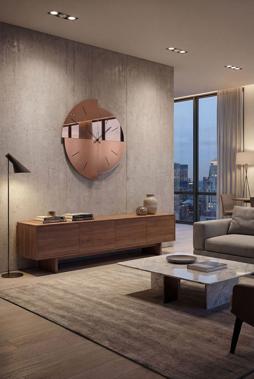 Ambientazione orologio Avignone rosa Arti&Mestieri in appartamento metropolitano.