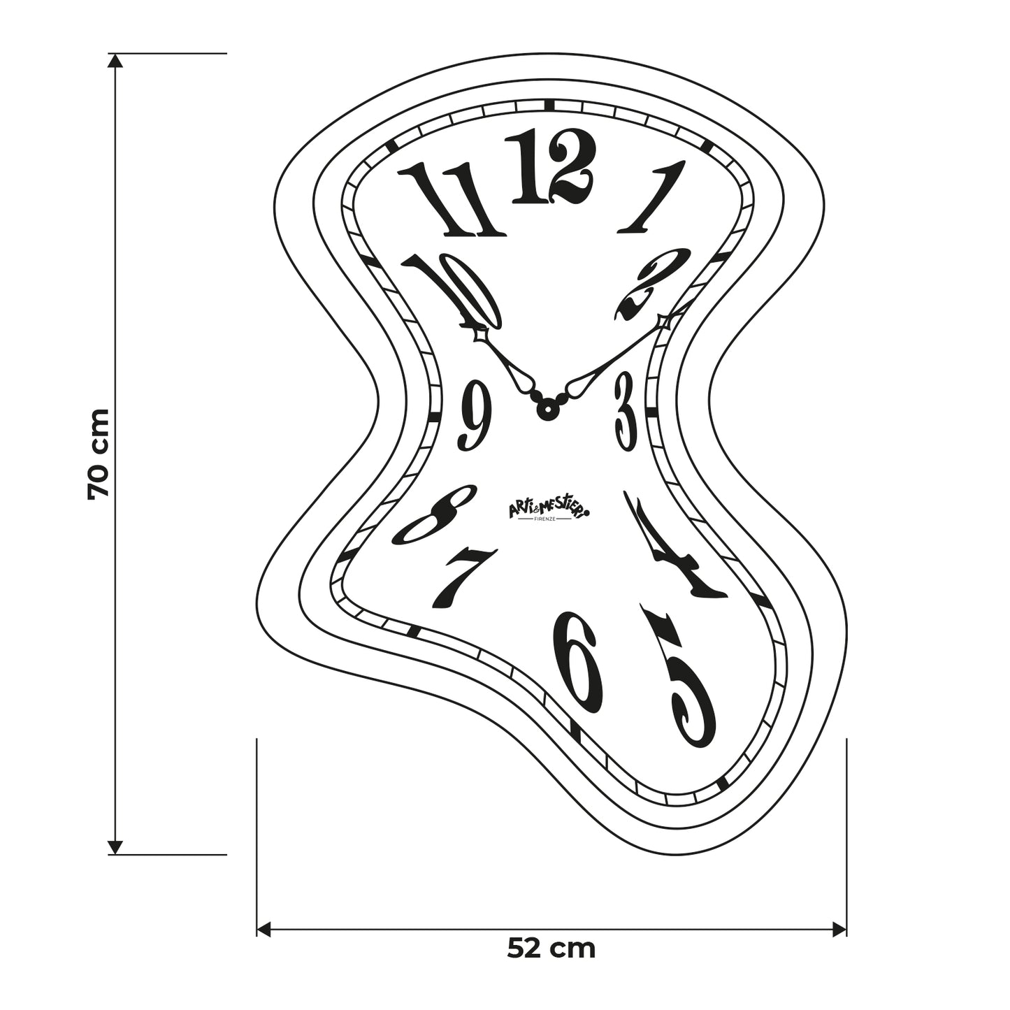 Schema grafico per le dimensioni dell'orologio Salvador : 52 x 70 cm
