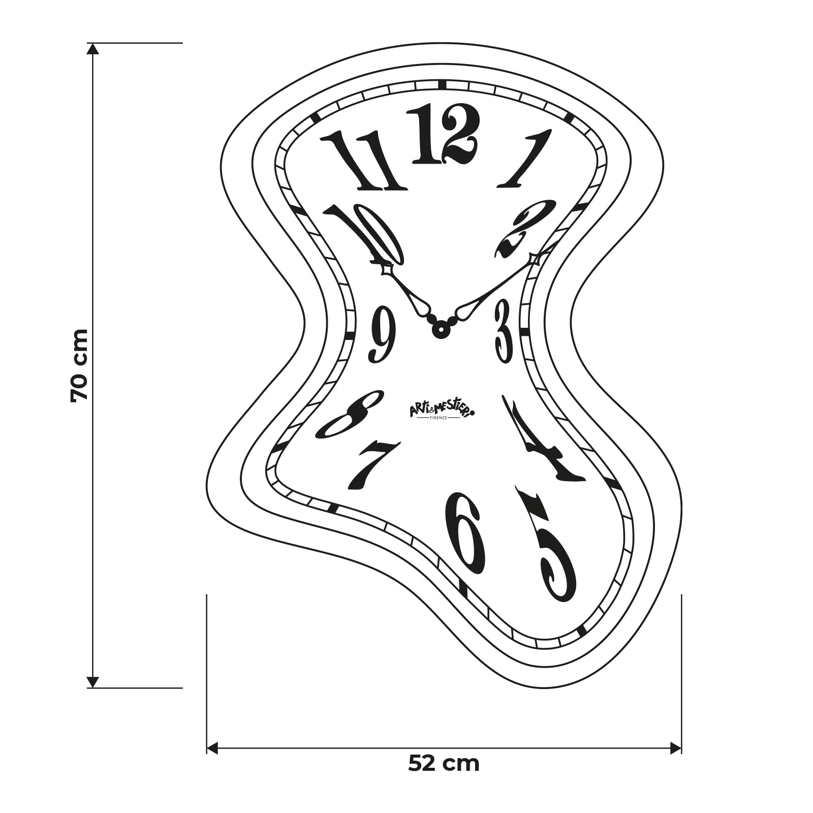 Schema grafico per le dimensioni dell'orologio Salvador : 52 x 70 cm