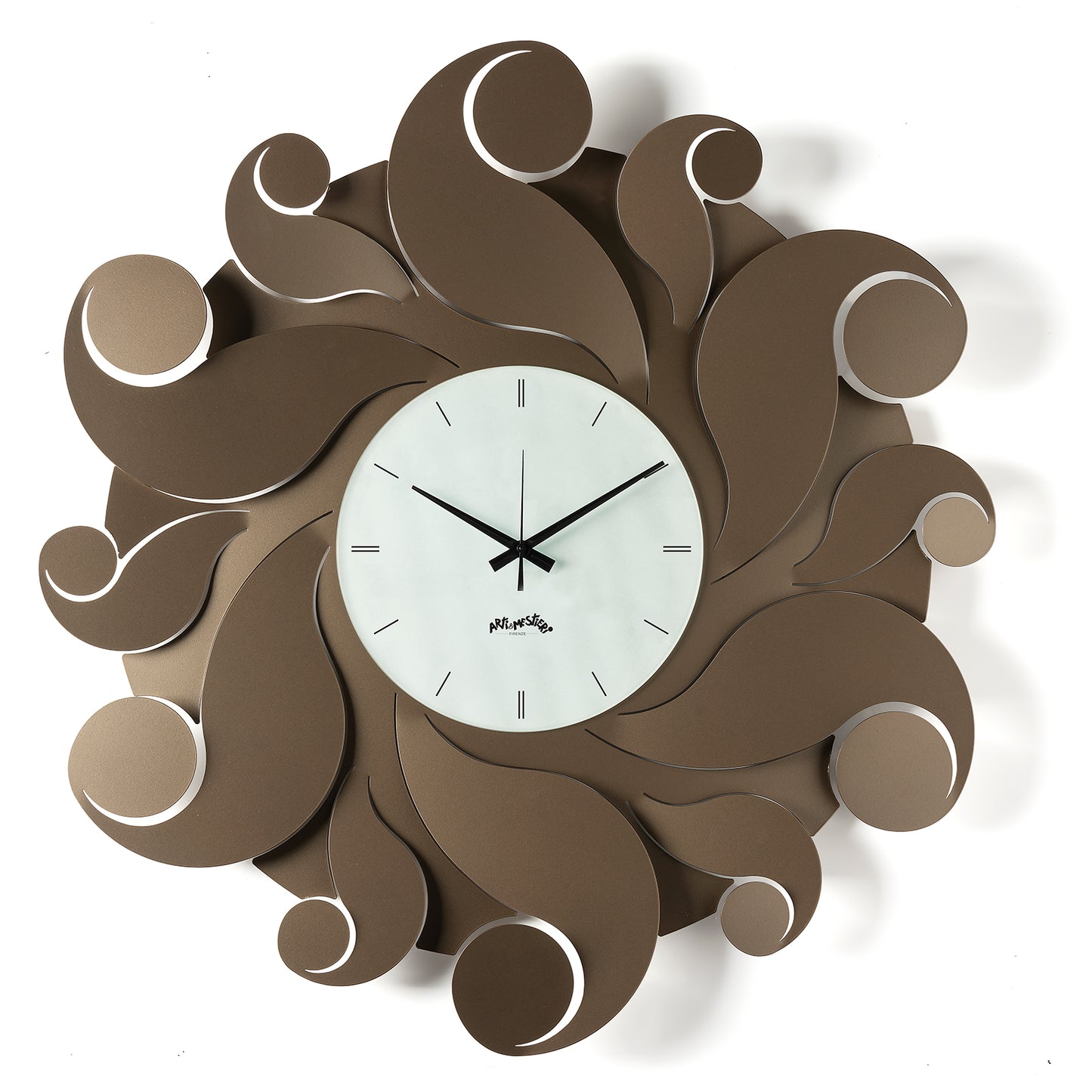 Orologio da parete Medusa color bronzo Arti&Mestieri, vista frontale con riccioli in metallo che creano un effetto tridimensional