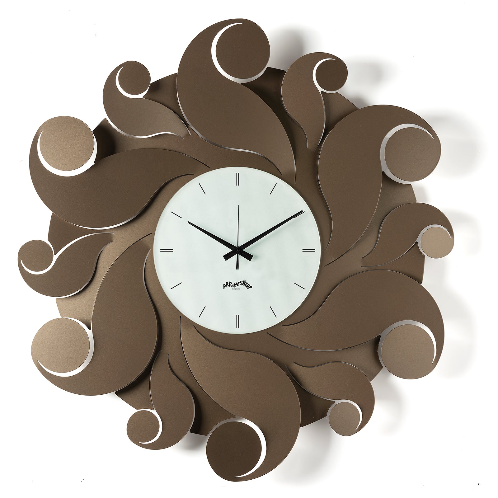 Orologio da parete Medusa color bronzo Arti&Mestieri, vista frontale con riccioli in metallo che creano un effetto tridimensional