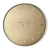 Vista frontale dell'orologio Giotto di Arti&Mestieri. Base nera, quadrante vetro satinato Velour Luxe bronzo, diametro 60 cm.