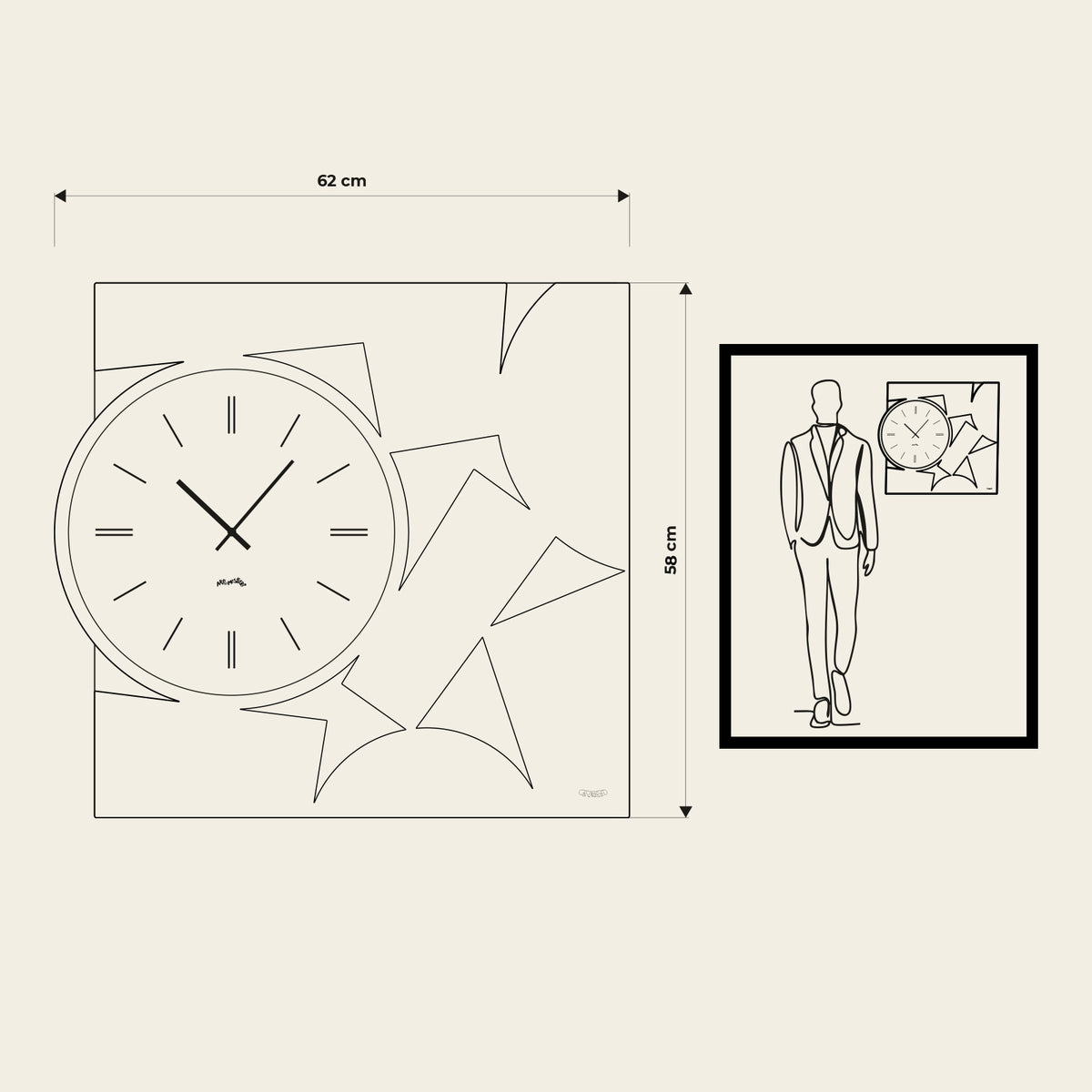 Orologio Calambour disegno quotato. Proporzioni dell'orologio
