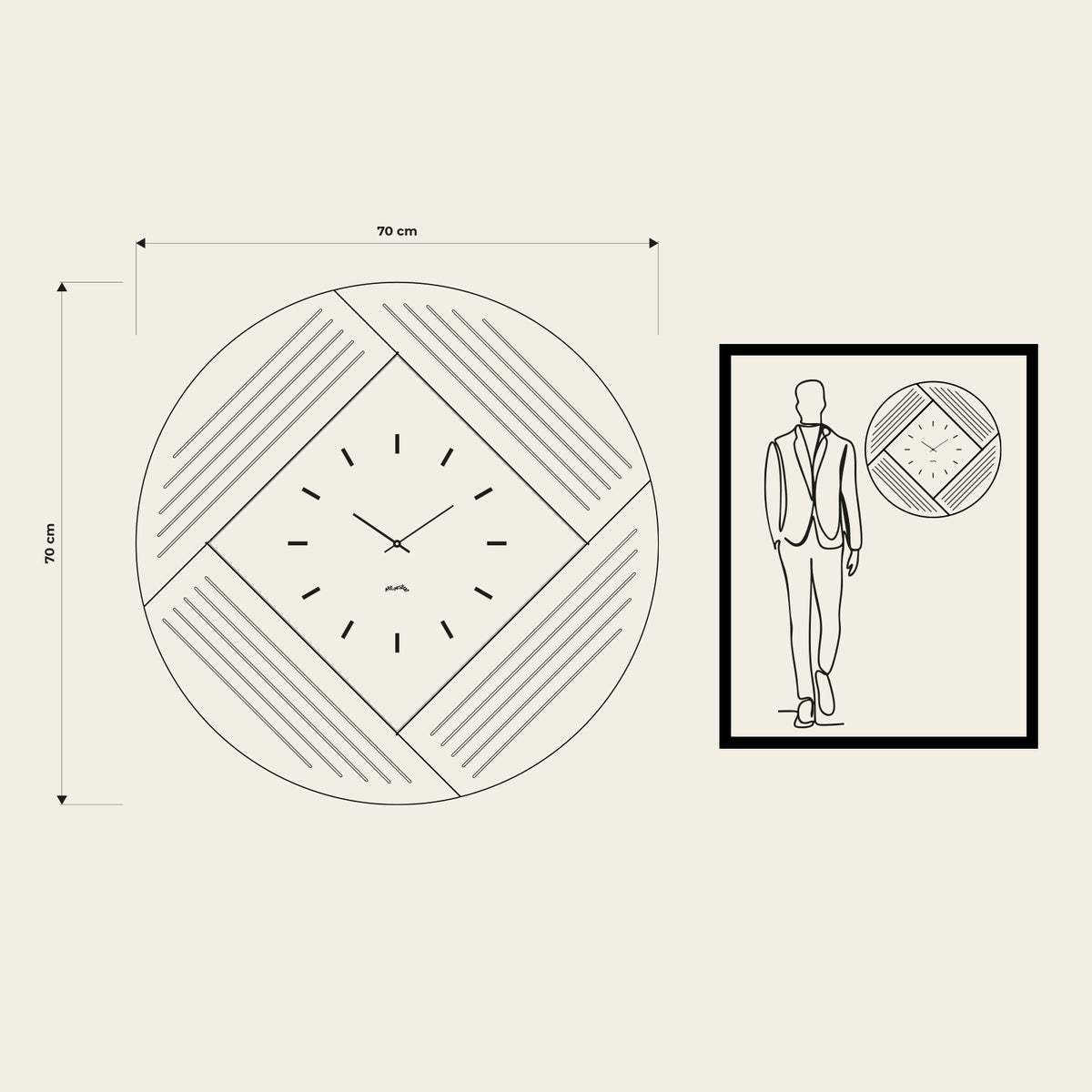 Orologio Oblique Disegno quotato. Proporzioni dell'orologio