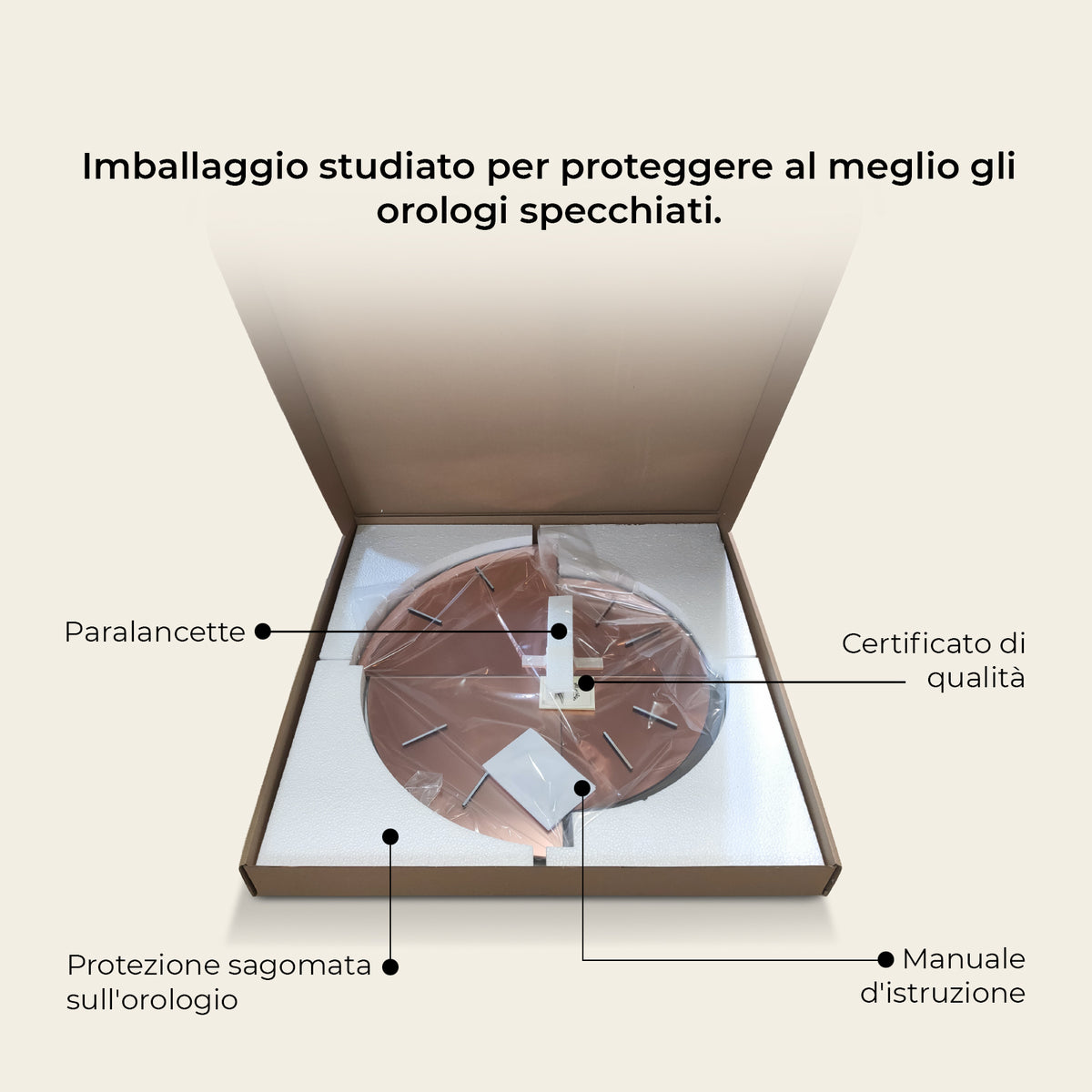 Foto imballaggio orologi specchiati