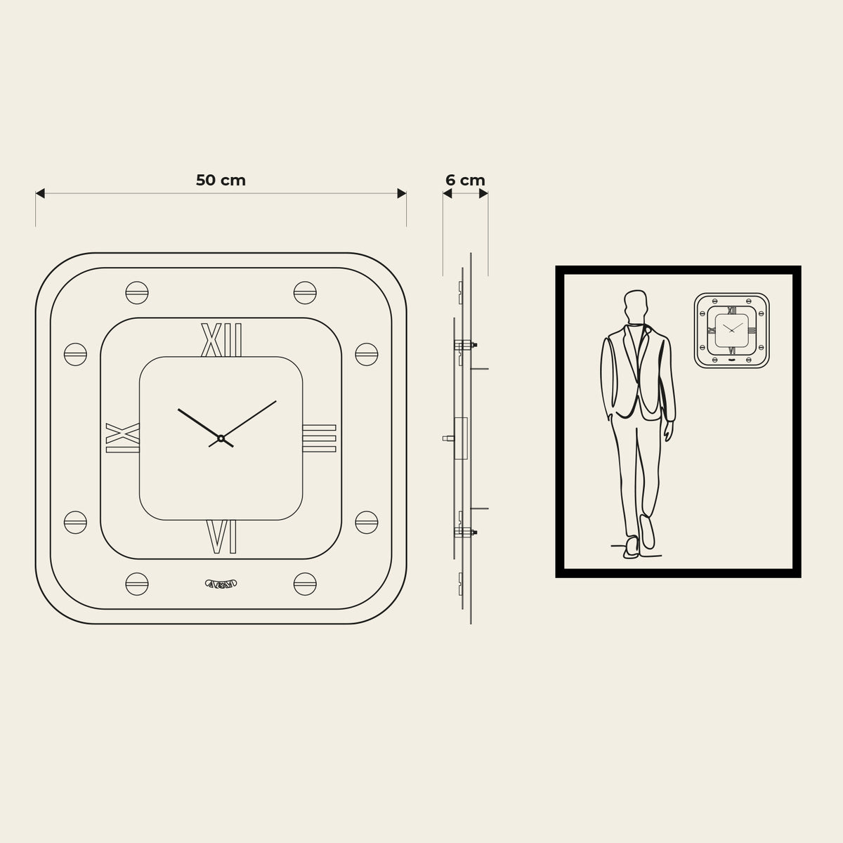 Orologio Dream. Disegno quotato. Proporzioni dell'orologio