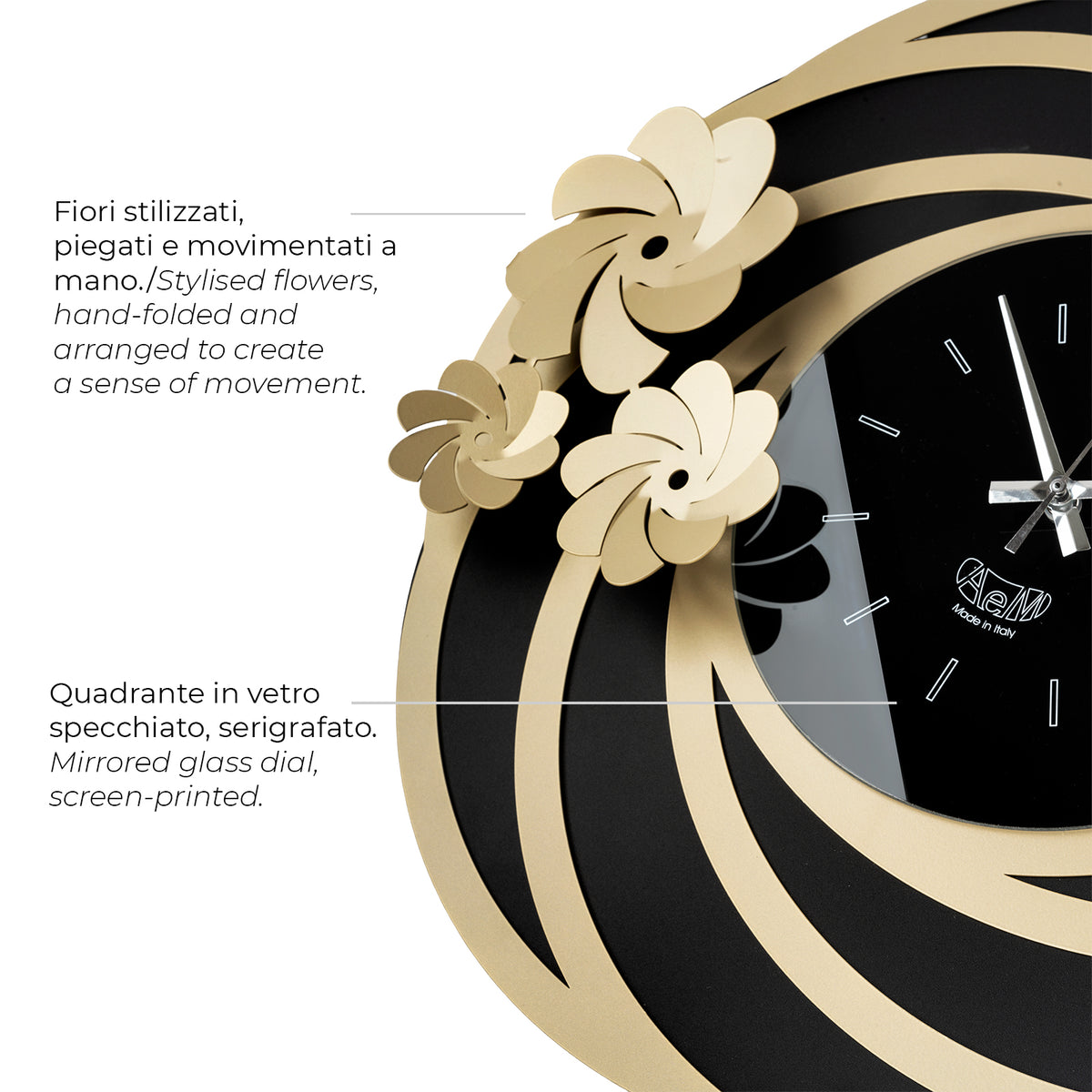 Particolare dell'orologio da parete Tahiti.