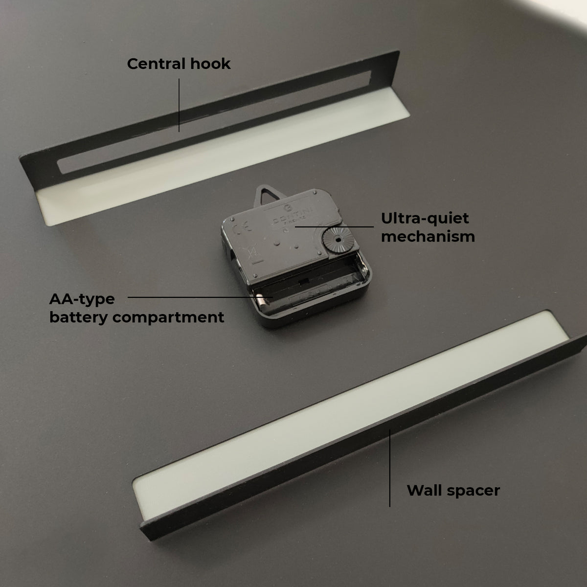 Detail of the mounting system for the Tahiti wall clock