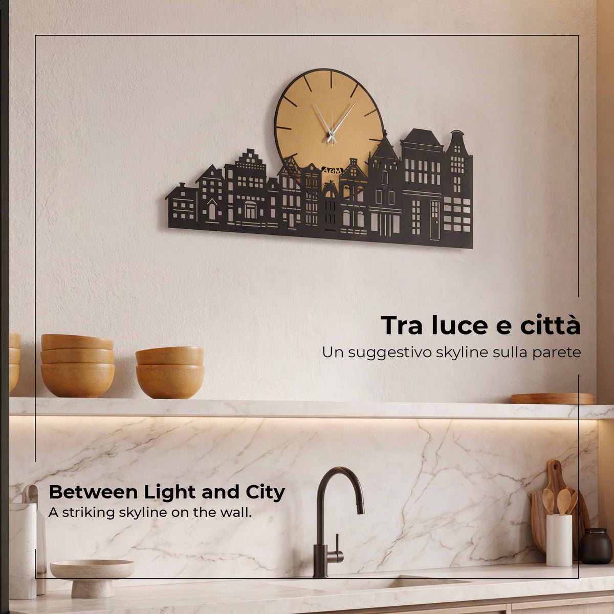 Foto ambientata in cucina dell'orologio Night&Day di Arti&Mestieri.