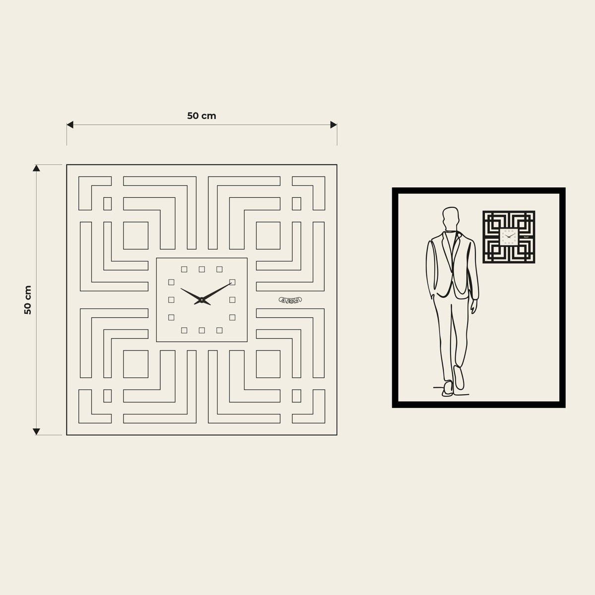 Orologio Labyrinth disegno quotato. Proporzioni dell'orologio