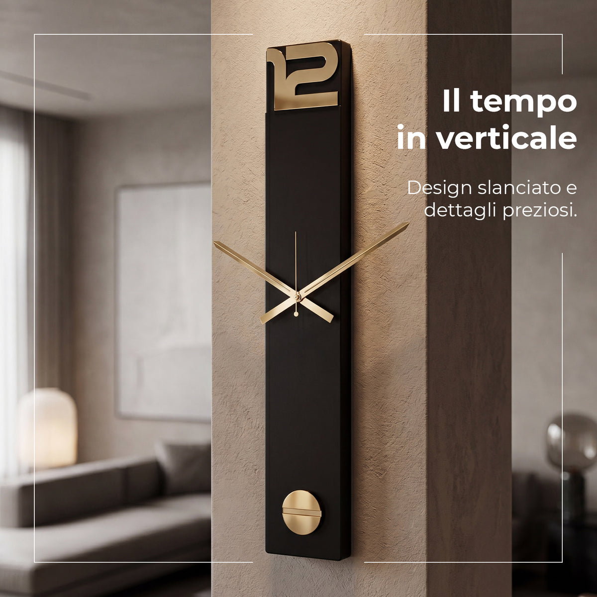 Foto ambientata dell'orologio Time Tower Art&Mestieri. Vista trequarti.