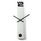 Orologio da parete Time Tower finitura bianco marmo dalla caratteristica forma verticale e scatolare, impreziosito da dettagli in cristallo acrilico e da importanti lancette. Vista frontale.