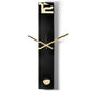 Orologio da parete Time Tower finitura nero dalla caratteristica forma verticale e scatolare, impreziosito da dettagli in cristallo acrilico e da importanti lancette. Vista frontale.