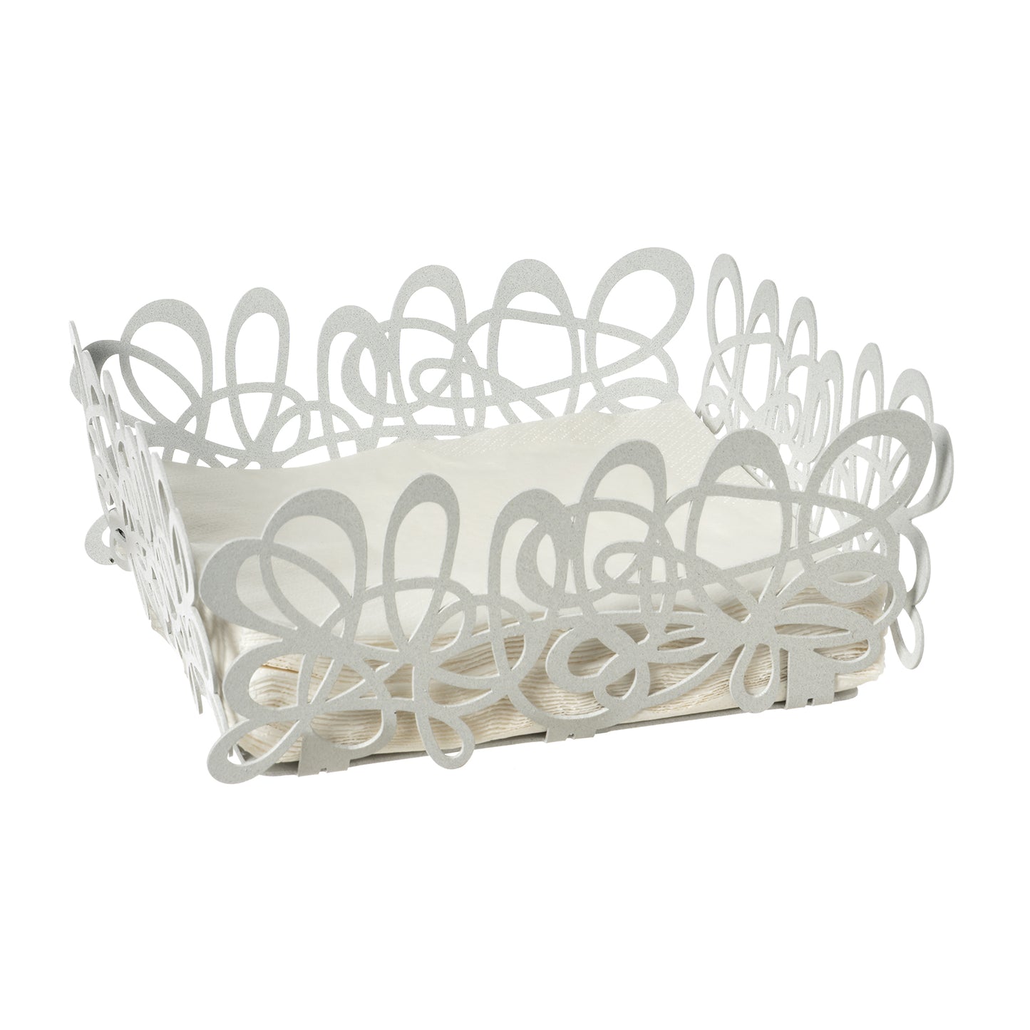 Porta tovaglioli Scarabocchio bianco marmo Arti&Mestieri con tovaglioli, vista tre quarti