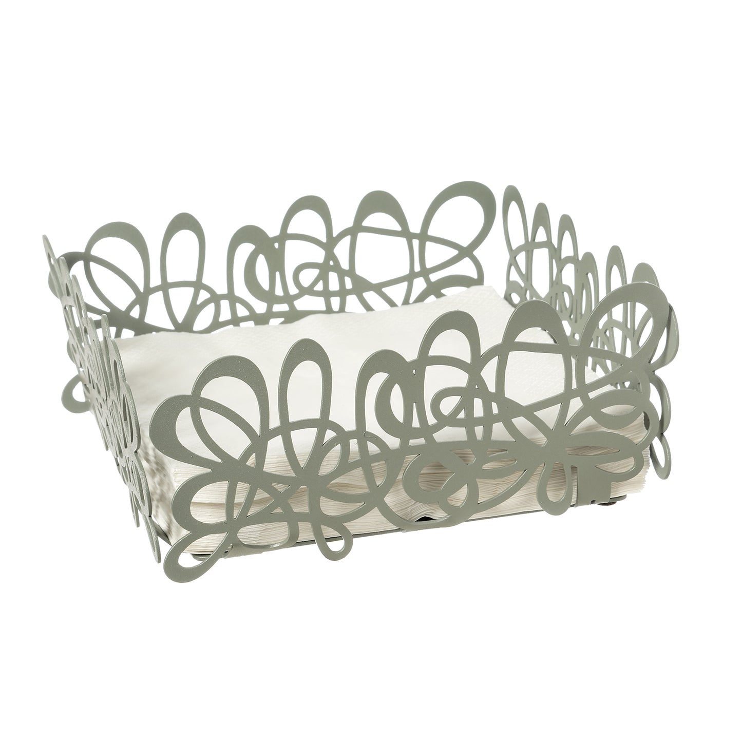 Porta tovaglioli Scarabocchio giada Arti&Mestieri con tovaglioli, vista tre quarti