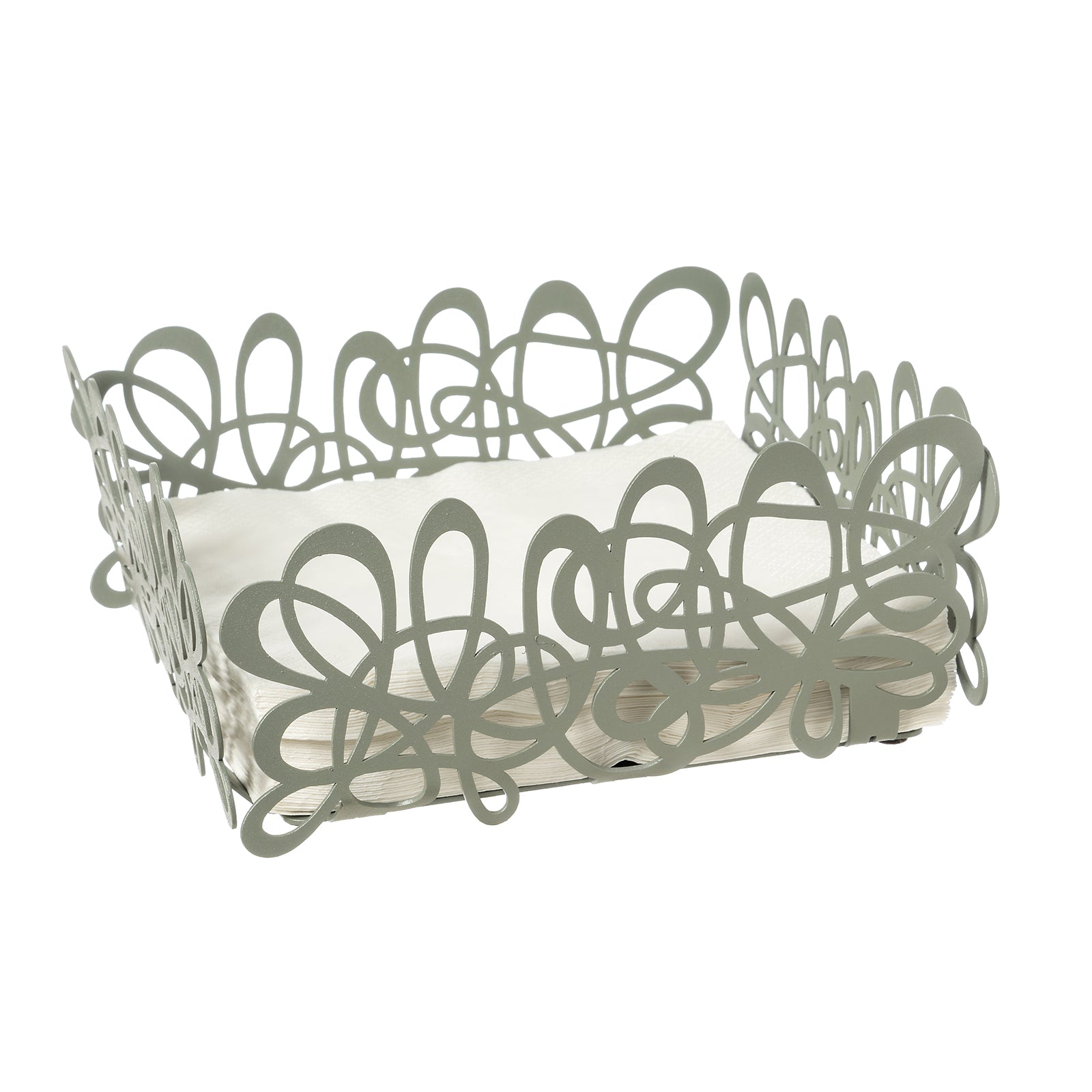 Porta tovaglioli Scarabocchio giada Arti&Mestieri con tovaglioli, vista tre quarti