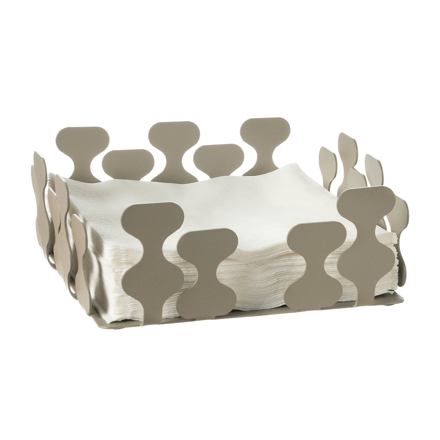 Porta tovaglioli Nori sabbia Arti&Mestieri con tovaglioli, vista tre quarti